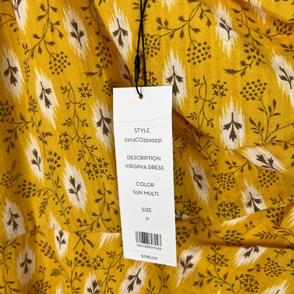 NWT Veronica Beard Virginia Dress One Shoulder Sun Multi Yellow Size 0 NEW $798 - Picture 6 of 16